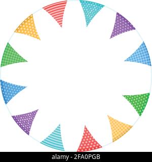 The frame is round with multicolored flags on a string .Vector illustration Stock Vector