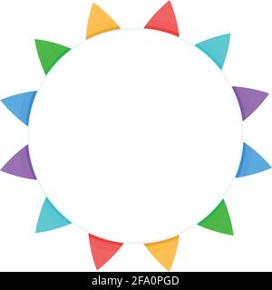 The frame is round with multicolored flags on a string .Vector illustration Stock Vector