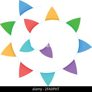 A spiral of multicolored flags on a string .Vector illustration Stock Vector