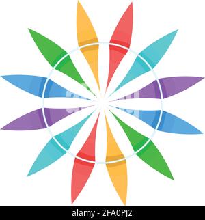 The flower frame is round with multicolored flags .Vector illustration Stock Vector