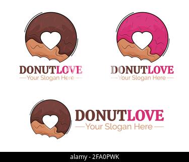 Illustration vector design of donut love logo template for your business or company Stock Vector