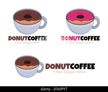 Illustration vector design of donut coffee logo template for your business or company Stock Vector