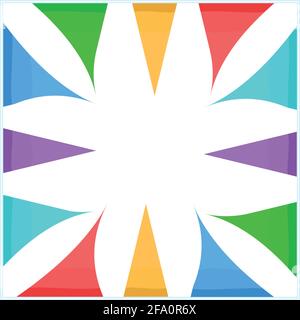 The frame is square with multicolored flags . Triangular colored flags adorn the square frame. Vector illustration Stock Vector