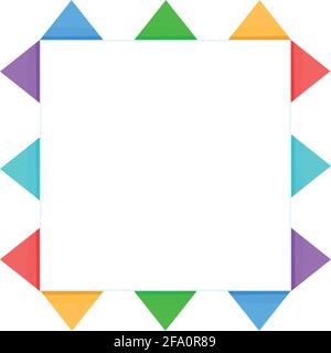 The frame is square with multicolored flags . Triangular colored flags adorn the square frame. Vector illustration Stock Vector