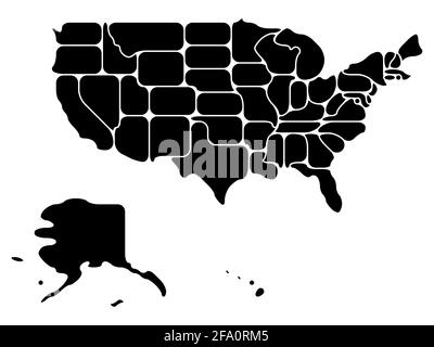 Simplified smooth map of USA Stock Vector