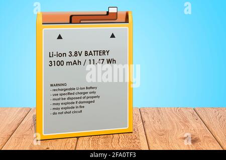 Lithium Ion Cell Phone Battery with growing chart, 3D rendering ...