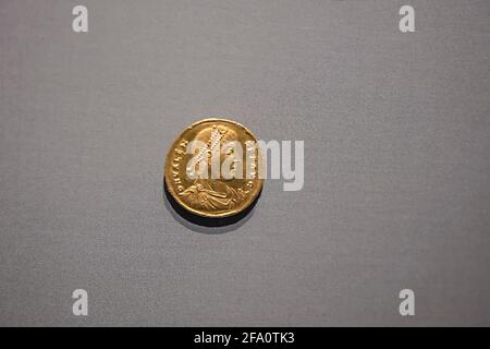 Ancient Roman coin Getty Museum, Los Angeles, California, USA Stock Photo