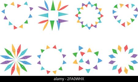 A set of frames with colored checkboxes. Round, square and heart-shaped frames. Vector illustration Stock Vector