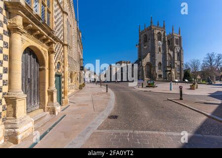 View of Saturday Market Place and King's Lynn Minster (St Margaret's Church), Kings Lynn, Norfolk, England, United Kingdom, Europe Stock Photo