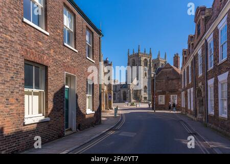 View of Saturday Market Place and King's Lynn Minster (St Margaret's Church), Kings Lynn, Norfolk, England, United Kingdom, Europe Stock Photo