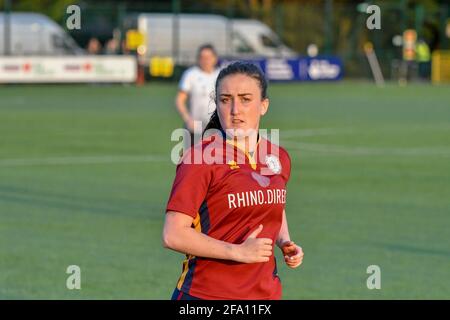 Cardiff, Wales. 21 April, 2021. Amy Long of Cardiff Met Women during the Welsh Premier Women's League match between Cardiff Met Women and Swansea City Ladies at the Cyncoed Campus in Cardiff, Wales, UK on 21, April 2021. Credit: Duncan Thomas/Majestic Media/Alamy Live News. Stock Photo