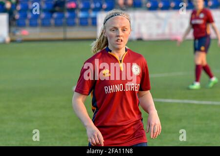 Cardiff, Wales. 21 April, 2021. Sophie Hancocks of Cardiff Met Women during the Welsh Premier Women's League match between Cardiff Met Women and Swansea City Ladies at the Cyncoed Campus in Cardiff, Wales, UK on 21, April 2021. Credit: Duncan Thomas/Majestic Media/Alamy Live News. Stock Photo