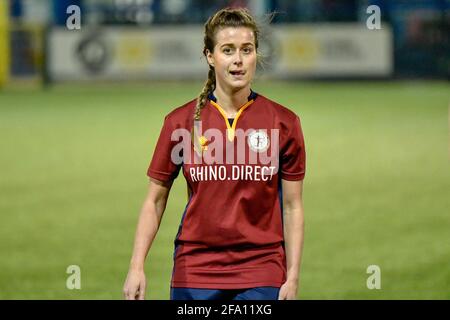 Cardiff, Wales. 21 April, 2021. Chloe O'Connor of Cardiff Met Women during the Welsh Premier Women's League match between Cardiff Met Women and Swansea City Ladies at the Cyncoed Campus in Cardiff, Wales, UK on 21, April 2021. Credit: Duncan Thomas/Majestic Media/Alamy Live News. Stock Photo