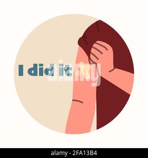 I did it. Vaccination motivation and promotion concept. Vector hand drawing. Stock Vector