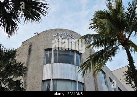 The New York Film Academy location in Miami Beach, Florida on Lincoln Road exterior. The NYFA offers degrees courses and workshops in acting film etc Stock Photo