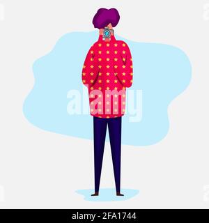 a young man takes a photograph vector  illustration in flat style Stock Vector