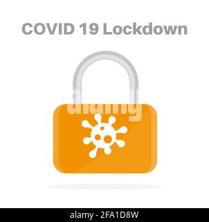 COVID 19 lockdown security concept padlock vector illustration on a white background Stock Vector
