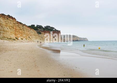 Praia de Porto de Mós in the Algarve region in South Portugal. Stock Photo