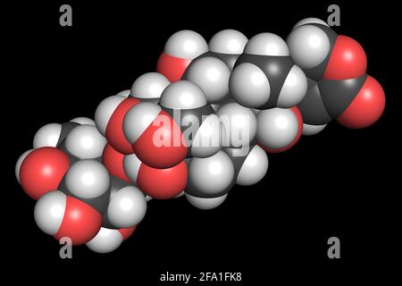 Ouabain g-strophanthin molecule 3D render chemical structure Stock Photo