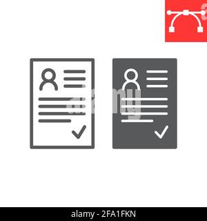 CV line and glyph icon Stock Vector