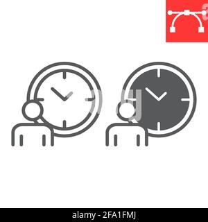 Time managment line and glyph icon Stock Vector