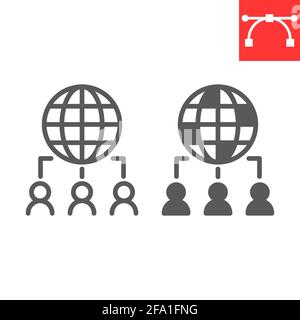 Outsourcing line and glyph icon Stock Vector