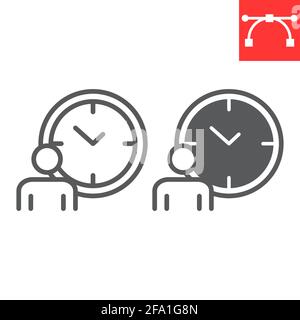 Time managment line and glyph icon Stock Vector