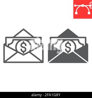 Salary line and glyph icon Stock Vector