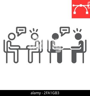 Interview line and glyph icon Stock Vector