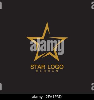 Gold Star Logo Vector in elegant Style with Black Background Stock Vector