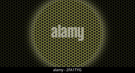 Abstract background of black hexagon tiles with yellow gaps between them Stock Vector
