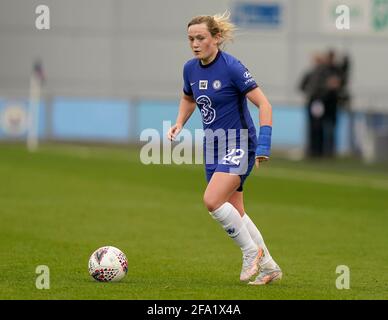 Manchester, England, 21st April 2021.  Erin Cuthbert of Chelsea during the The FA WomenÕs Super League match at the Academy Stadium, Manchester. Picture credit should read: Andrew Yates / Sportimage Credit: Sportimage/Alamy Live News Stock Photo