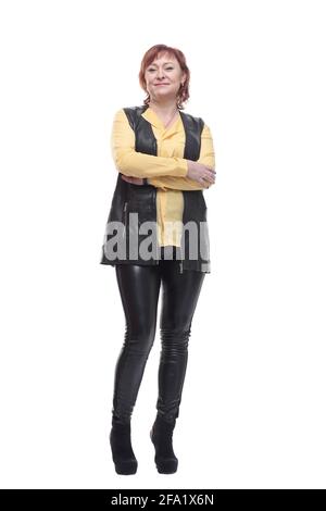 leather trousers striding forward Stock 