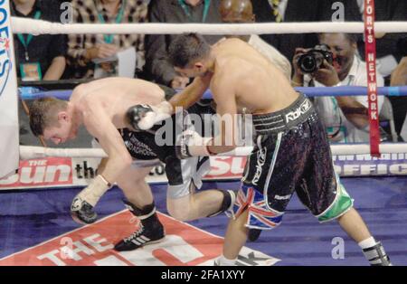 BOXING AMIR KHAN V WILLIE LIMOND FOR THE COMMONWEALTH LIGHWEIGHT TITLE AT THE O2 ARENA 8th round 14/7/2007 PICTURE DAVID ASHDOWN Stock Photo