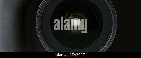 Close up view of a camera lens Stock Photo