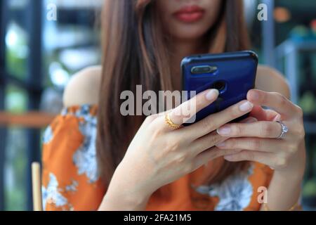 woman using smartphone Stock Photo