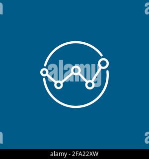 Analytics Line Icon On Blue Background. Blue Flat Style Vector Illustration. Stock Vector