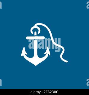 Anchor Icon On Blue Background. Blue Flat Style Vector Illustration. Stock Vector
