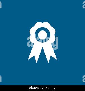 Badge Icon On Blue Background. Blue Flat Style Vector Illustration. Stock Vector