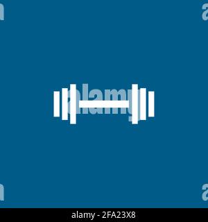 Barbell Line Icon On Blue Background. Blue Flat Style Vector Illustration. Stock Vector