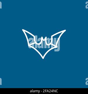 Bat Line Icon On Blue Background. Blue Flat Style Vector Illustration. Stock Vector
