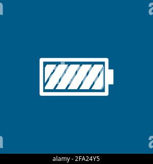 Battery Icon On Blue Background. Blue Flat Style Vector Illustration. Stock Vector