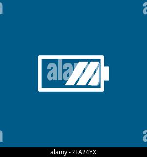 Battery Icon On Blue Background. Blue Flat Style Vector Illustration. Stock Vector