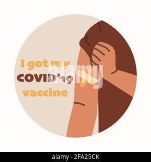 I got my COVID 19 vaccine. Vaccination motivation and promotion concept. Vector hand drawing. Stock Vector