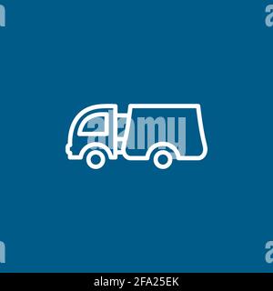 Big Truck Line Icon On Blue Background. Blue Flat Style Vector Illustration. Stock Vector