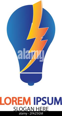 Bulb energy thunder bolt concept logo icon vector template Stock Vector