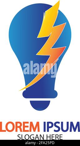 Bulb energy thunder bolt concept logo icon vector template Stock Vector