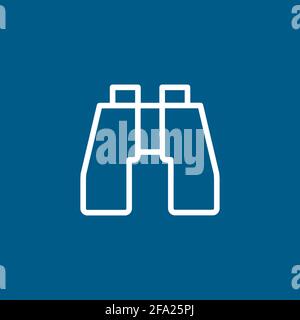Binocular Line Icon On Blue Background. Blue Flat Style Vector Illustration. Stock Vector