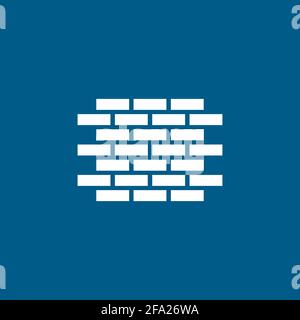 Brick Wall Icon On Blue Background. Blue Flat Style Vector Illustration. Stock Vector