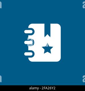 Bookmark Icon On Blue Background. Blue Flat Style Vector Illustration. Stock Vector
